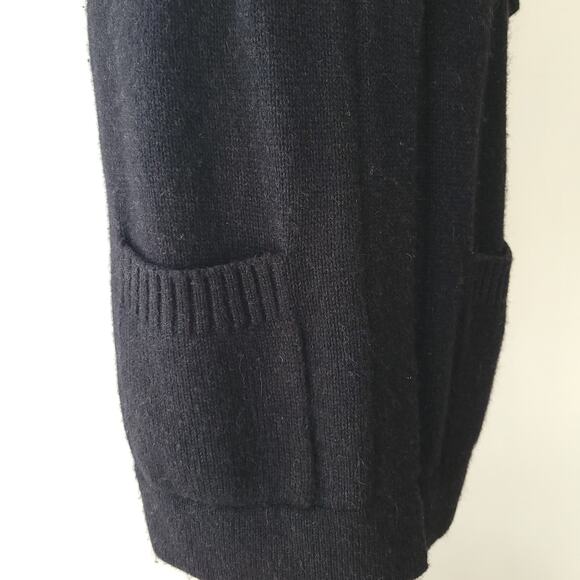 Vince Alpaca Wool Cashmere Longline Cardigan Black Snap Front Medium - Picture 7 of 14